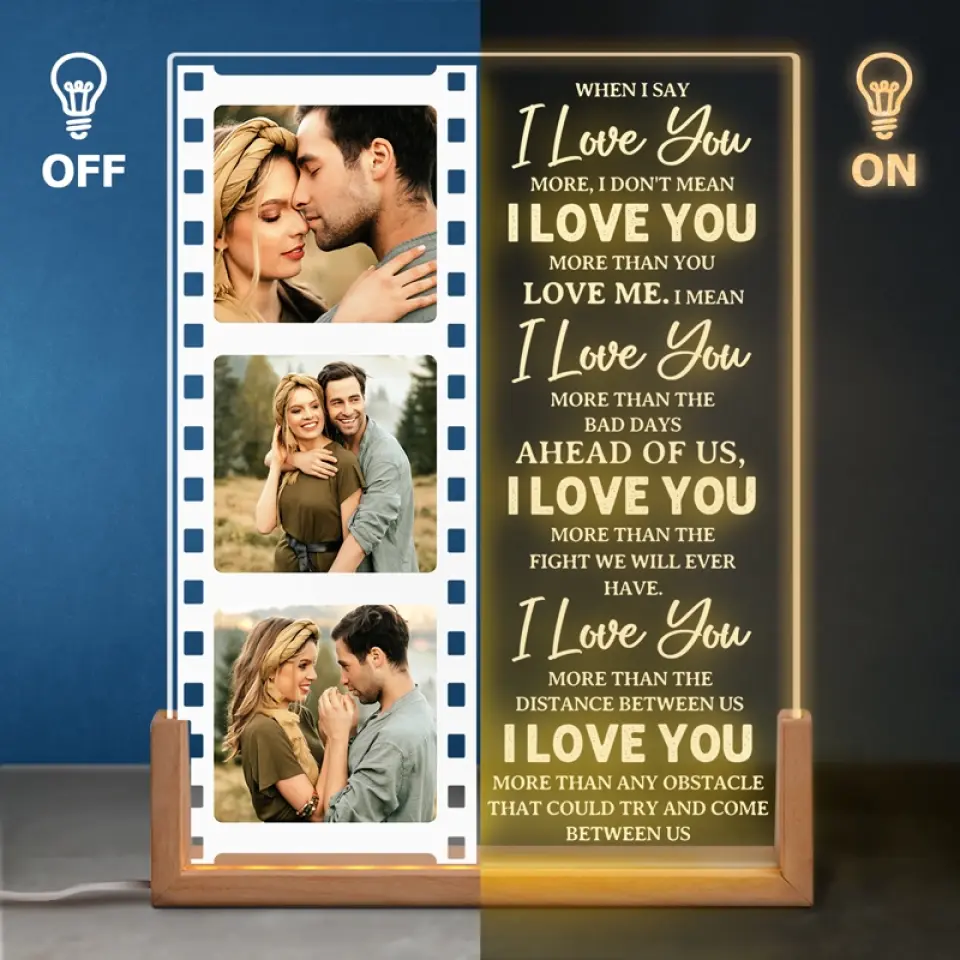Custom Photo The One Whom My Soul Loves - Couple Personalized Custom Shaped 3D LED Walnut Night Light - Gift For Husband Wife, Anniversary - Image 4
