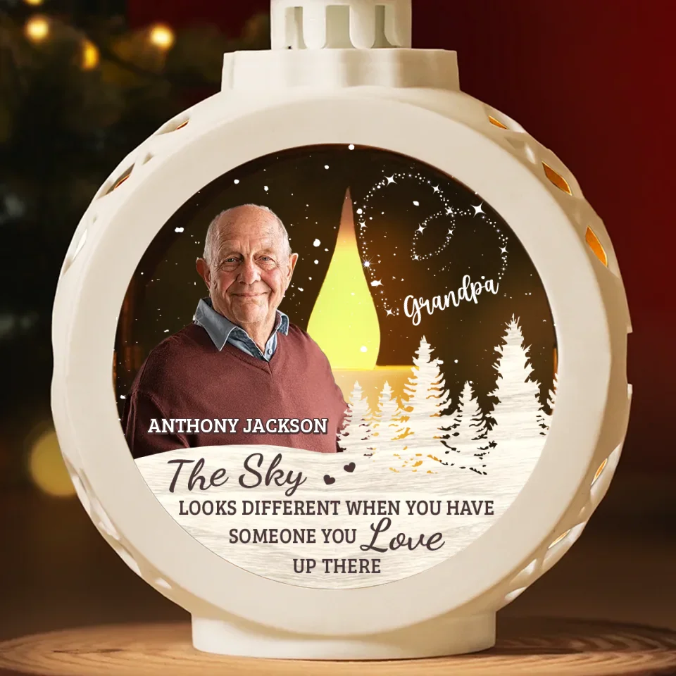 Custom Photo The Sky Looks Different When You Have Someone You Love Up There - Memorial Personalized Custom Candlelight Lantern Ornament - Sympathy Gift, Christmas Gift For Family Members - Image 3