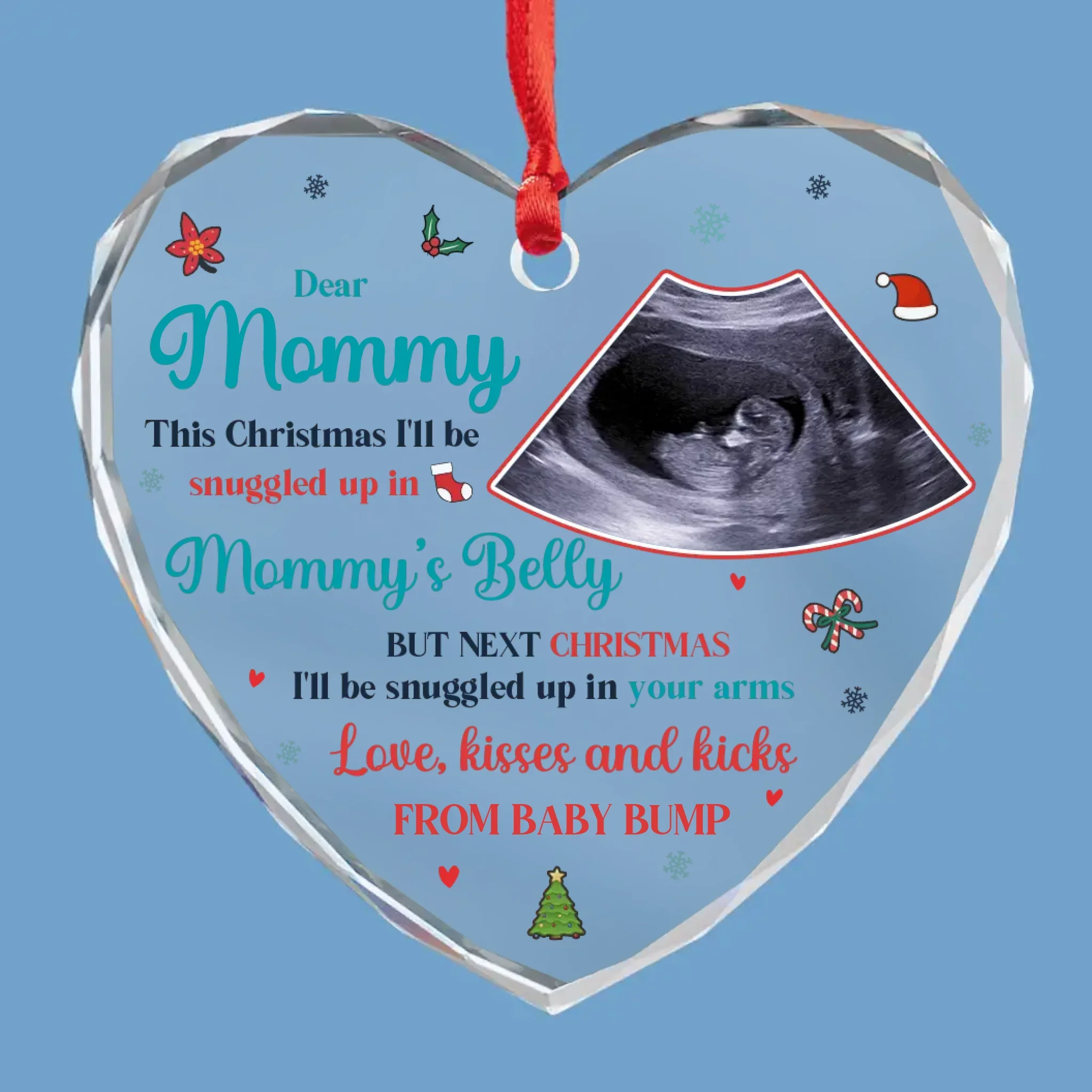 Custom Photo The Smallest Feet Make The Biggest Footprints In Our Hearts - Family Personalized Custom Heart Glass Ornament - Christmas Gift For Baby Kids, Newborn - Image 2