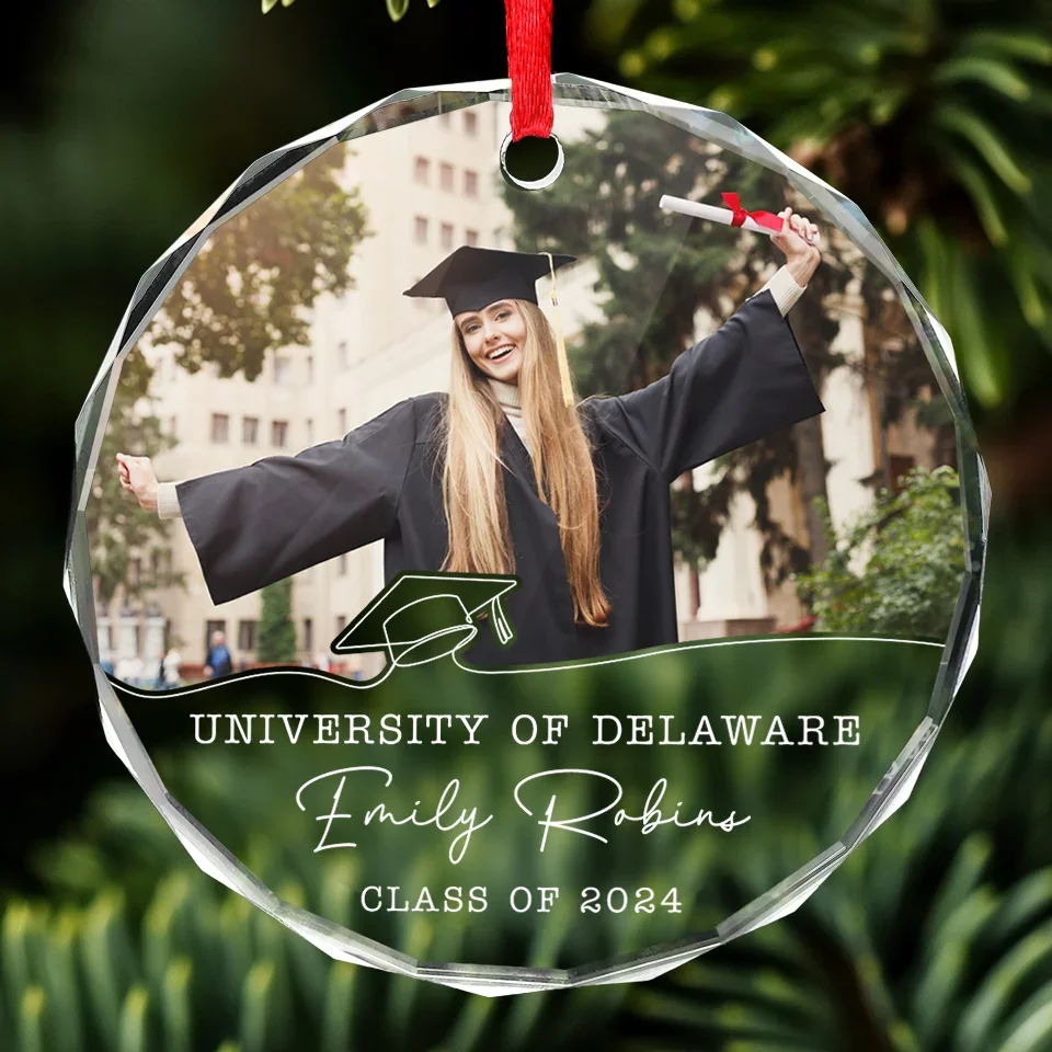 Custom Photo The World Is Yours Congratulations To The Graduates - Family Personalized Custom Circle Glass Ornament - Christmas Gift, Graduation Gift For Family Members, Siblings, Brothers, Sisters - Image 3