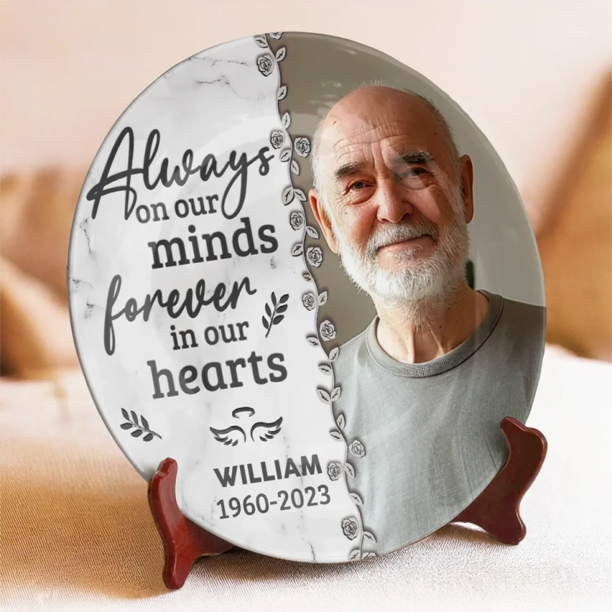 Custom Photo Their Memory Lives On In Us - Memorial Personalized Custom Ceramic Plate - Sympathy Gift For Family Members - Image 3