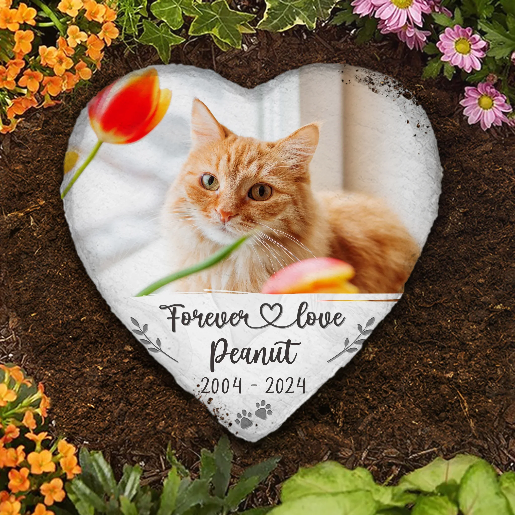 Custom Photo Things End, But Memories Last Forever - Memorial Personalized Custom Heart Shaped Memorial Stone - Sympathy Gift For Pet Owners, Pet Lovers - Image 2