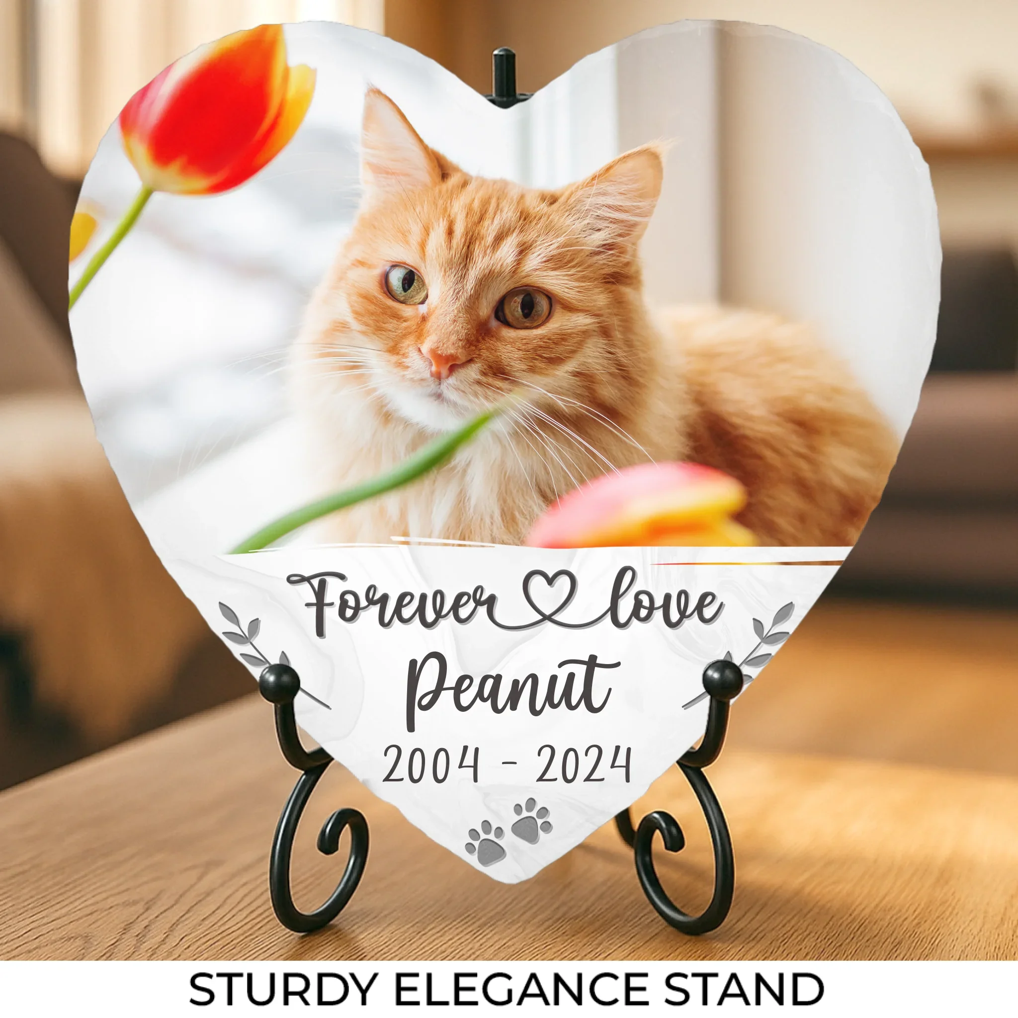 Custom Photo Things End, But Memories Last Forever - Memorial Personalized Custom Heart Shaped Memorial Stone - Sympathy Gift For Pet Owners, Pet Lovers - Image 3