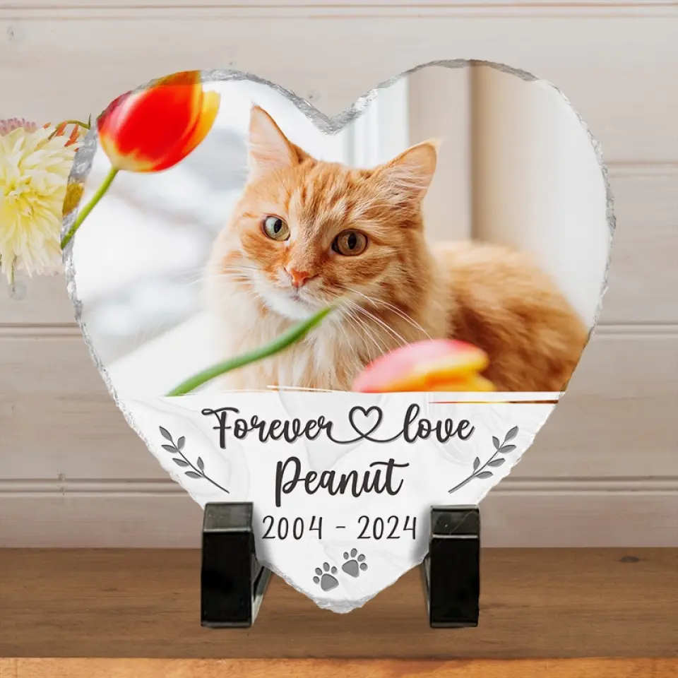 Custom Photo Things End, But Memories Last Forever - Memorial Personalized Custom Heart Shaped Memorial Stone - Sympathy Gift For Pet Owners, Pet Lovers - Image 4