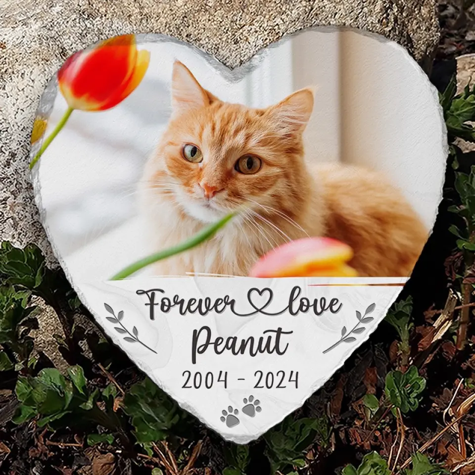 Custom Photo Things End, But Memories Last Forever - Memorial Personalized Custom Heart Shaped Memorial Stone - Sympathy Gift For Pet Owners, Pet Lovers - Image 5