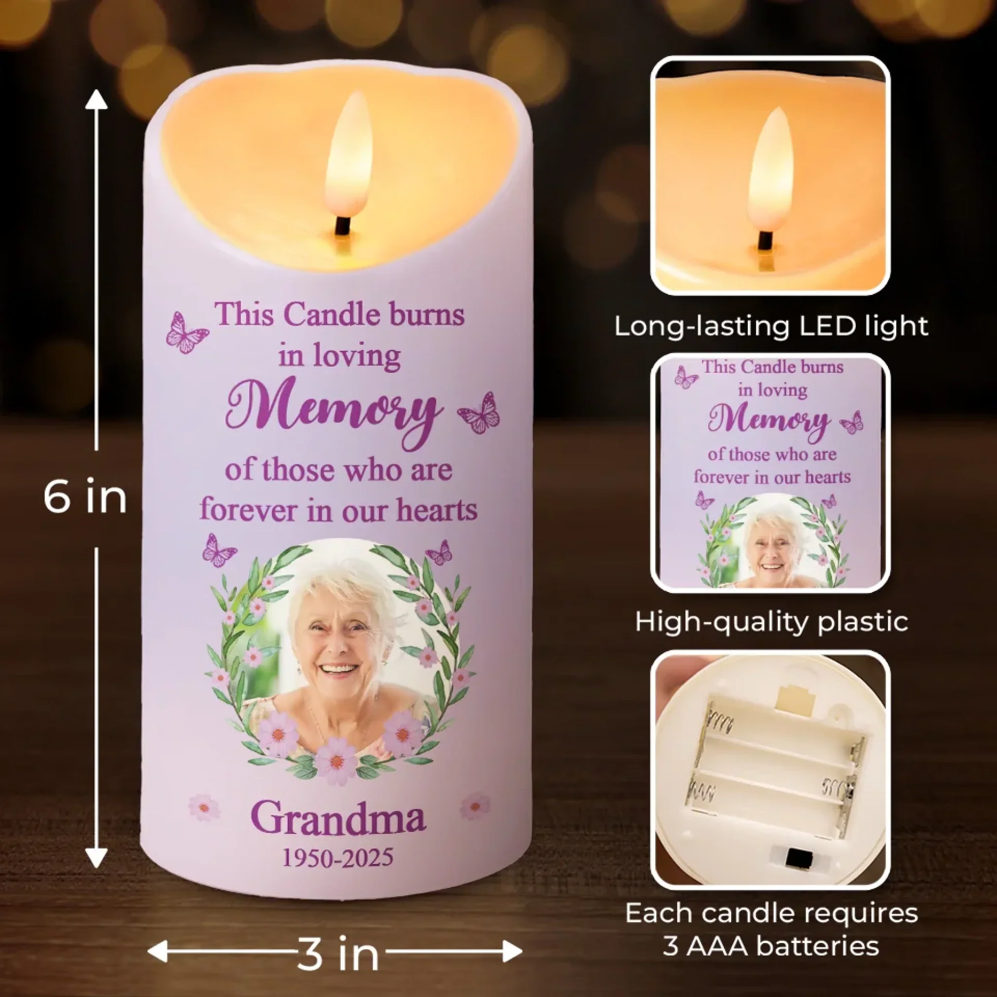 Custom Photo This Candle Holds Our Cherished Memories - Memorial Personalized Custom LED Candle - Sympathy Gift For Family Members - Image 4