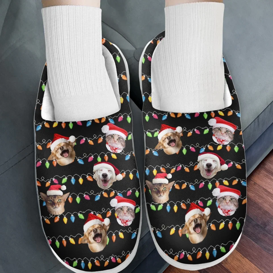 Custom Photo This Christmas, Don't Spend It Alone - Dog & Cat Personalized Custom Fluffy Slippers - Christmas Gift For Pet Owners, Pet Lovers - Image 3
