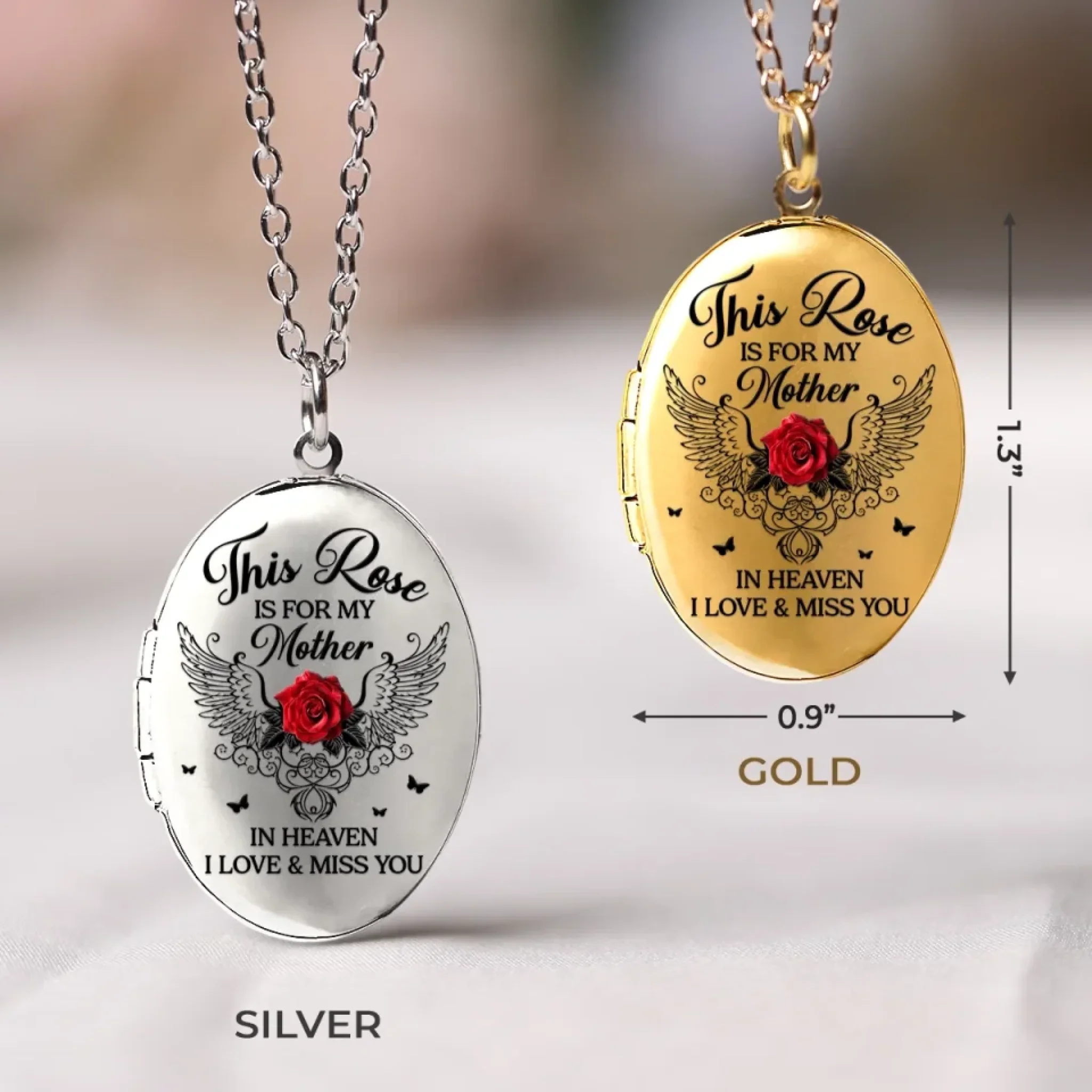 Custom Photo This Rose Is For My Mother In Heaven - Memorial Personalized Custom Locket Necklace - Sympathy Gift For Family Members - Image 5