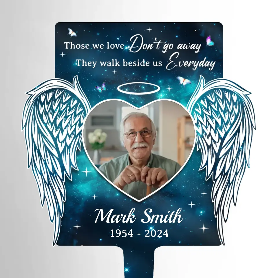 Custom Photo Those We Love Don't Go Away - Memorial Personalized Custom Stain Glass Style Acrylic Garden Stake - Sympathy Gift For Family Members - Image 2