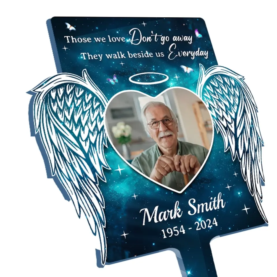 Custom Photo Those We Love Don't Go Away - Memorial Personalized Custom Stain Glass Style Acrylic Garden Stake - Sympathy Gift For Family Members - Image 3