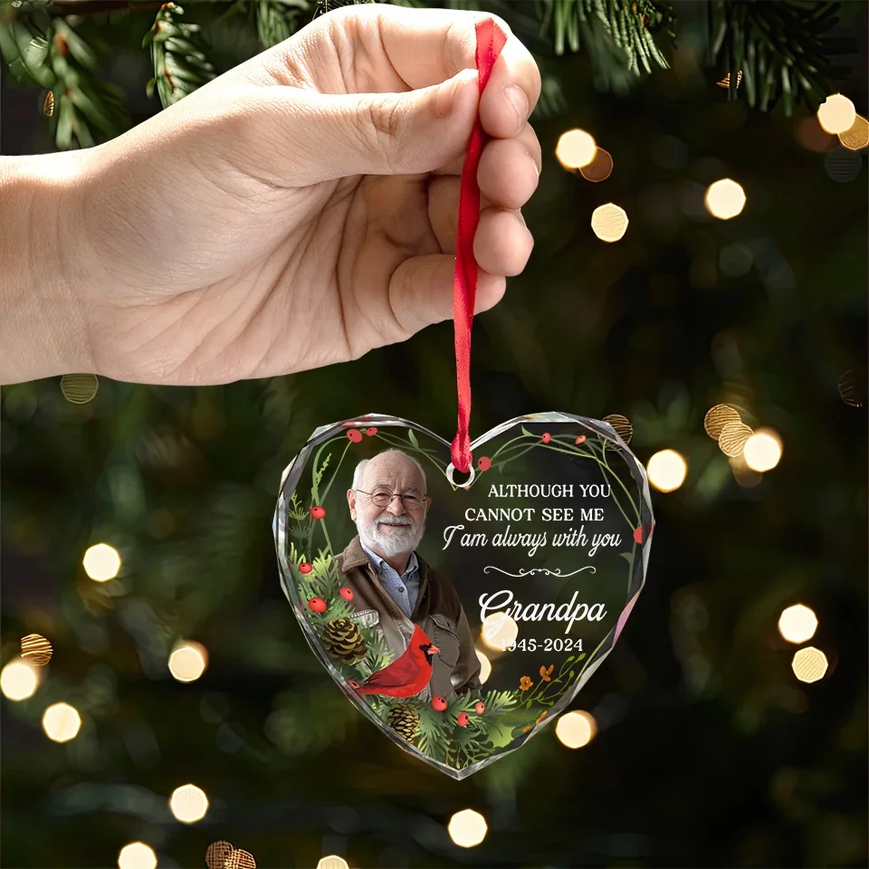 Custom Photo Those We Love Don't Go Away, They Walk Beside Us Everyday - Memorial Personalized Custom Heart Glass Ornament - Sympathy Gift, Christmas Gift For Family Members - Image 4