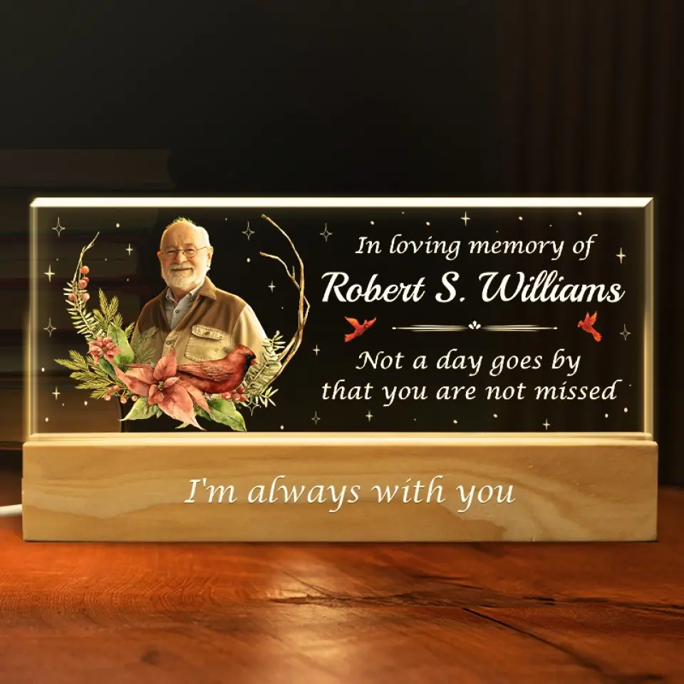 Custom Photo Those Who Touch Our Lives, Stay In Our Hearts Forever	- Memorial Personalized Custom Acrylic Letters 3D LED Night Light - Sympathy Gift For Family Members - Image 3