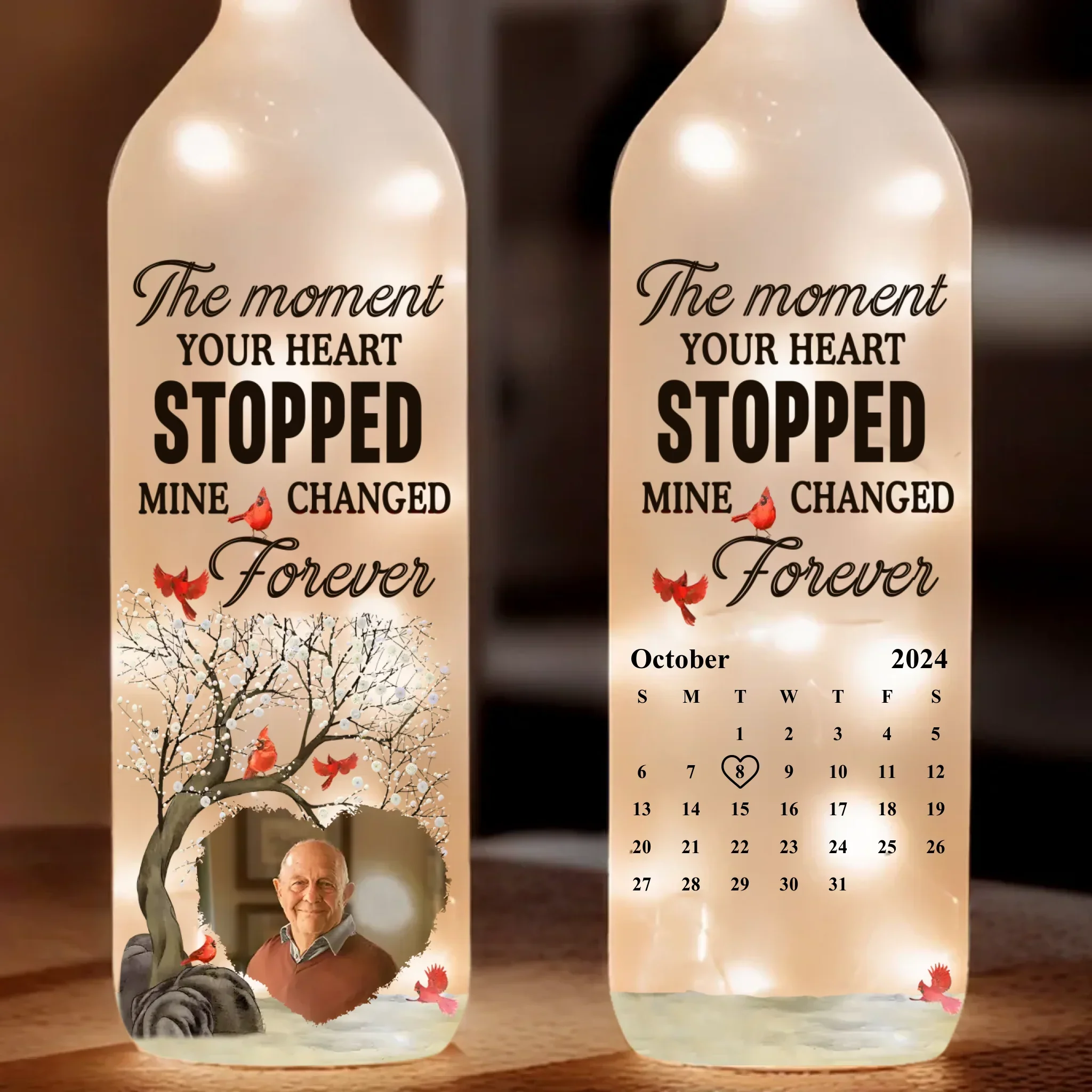 Custom Photo Though You’re Gone, Your Love Remains - Memorial Personalized Custom Bottle Lamp - Sympathy Gift For Family Members - Image 2