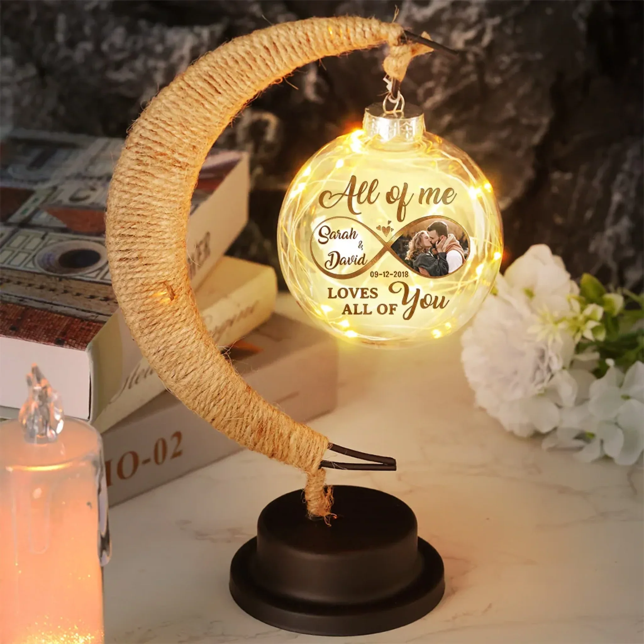 Custom Photo Through Every Lifetime, I’d Choose You - Couple Personalized Custom Moon Lamp Light - Gift For Husband Wife, Anniversary - Image 3