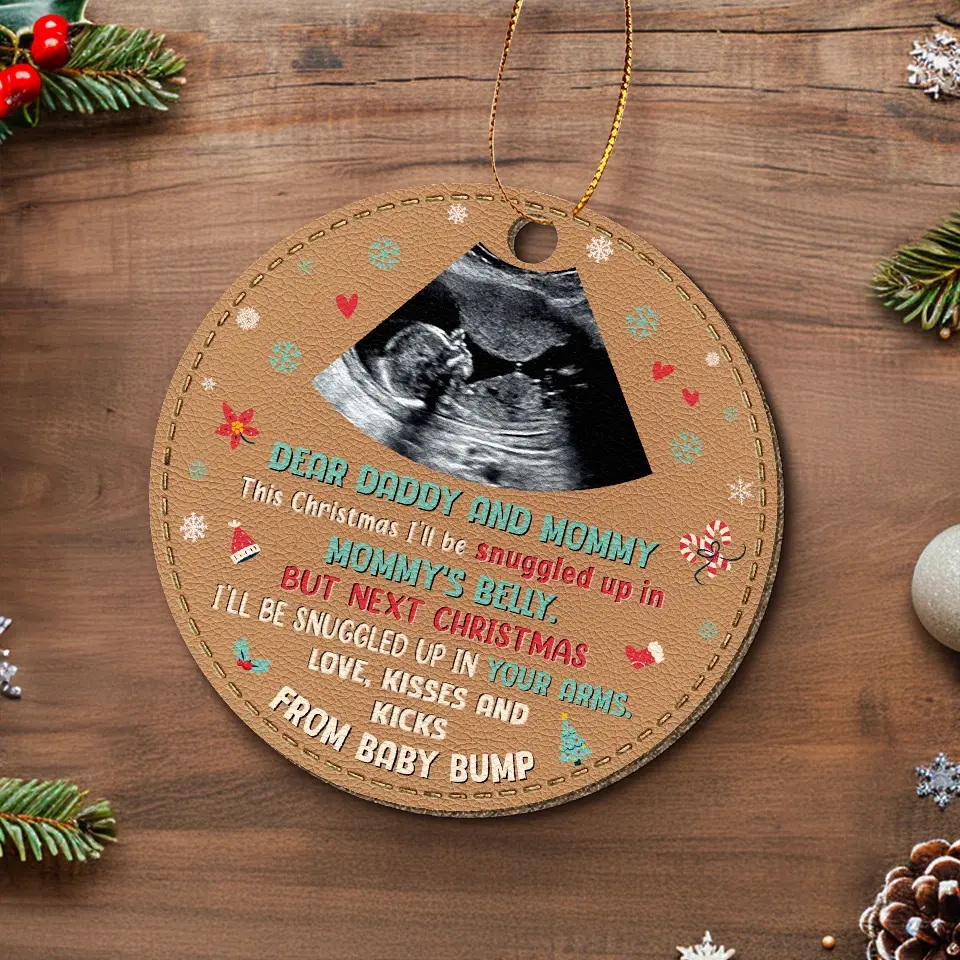 Custom Photo Tiny Fingers And Cherubic Smiles, A Miracle That Steals Our Hearts - Family Personalized Custom Leather Ornament - Christmas Gift For Baby Kids, Newborn Baby - Image 4