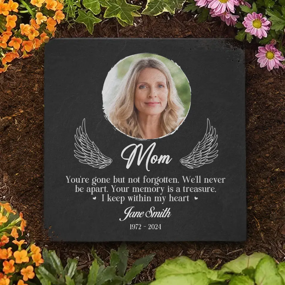 Custom Photo To Live In The Hearts - Memorial Personalized Custom Square Shaped Memorial Stone - Sympathy Gift For Family Members - Image 3