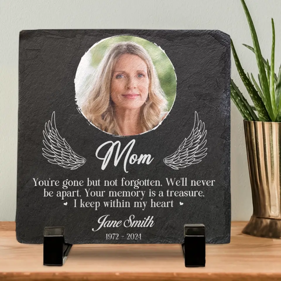 Custom Photo To Live In The Hearts - Memorial Personalized Custom Square Shaped Memorial Stone - Sympathy Gift For Family Members - Image 4