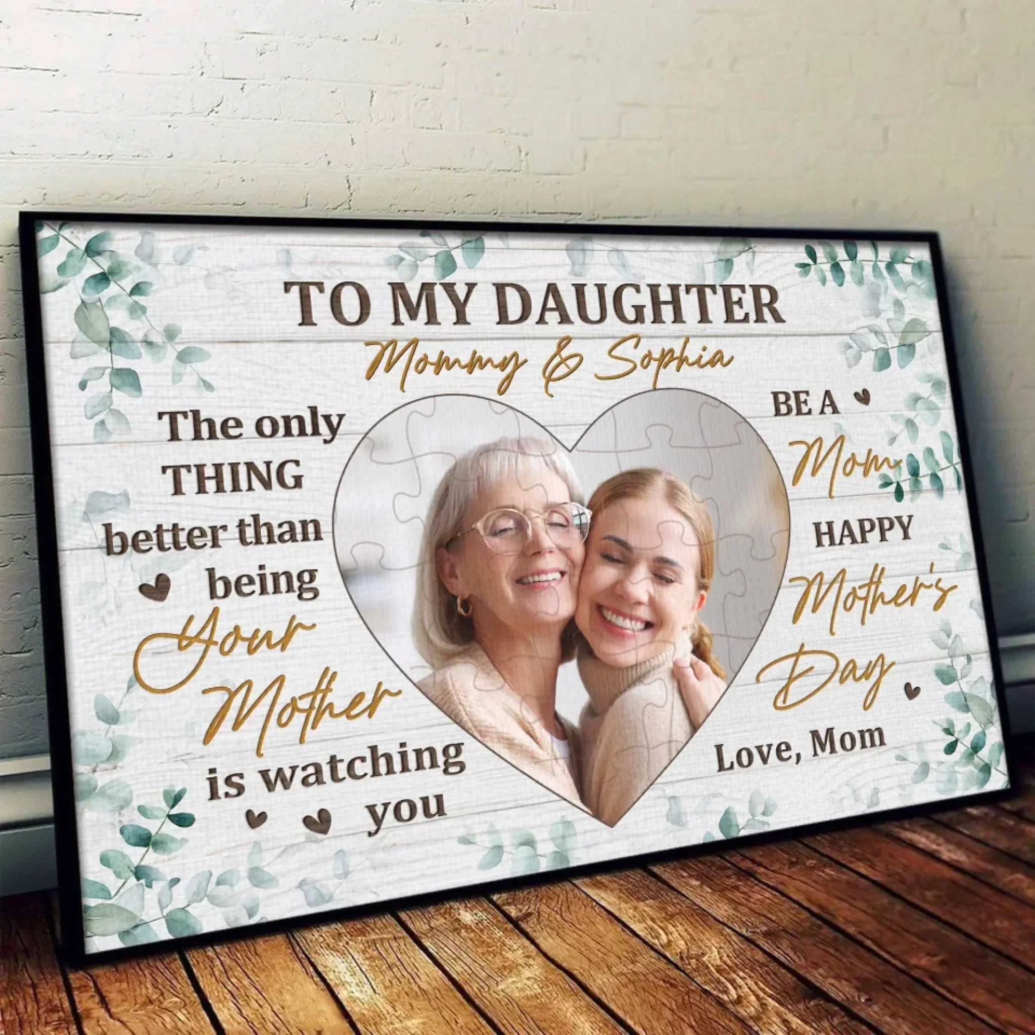 Custom Photo To My Daughter, With Love And Pride - Family Personalized Custom Horizontal Poster - Mother's Day, Gift For Mom, Daughter - Image 4