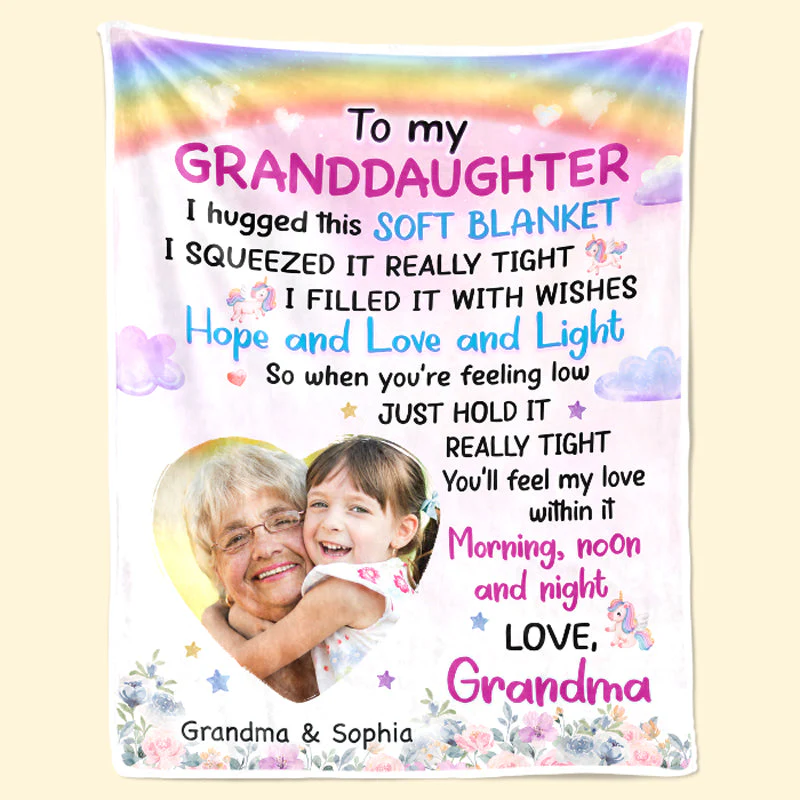 Custom Photo To My Special Granddaughter - Family Personalized Custom Blanket - Christmas Gift From Mom, Grandma - Image 5