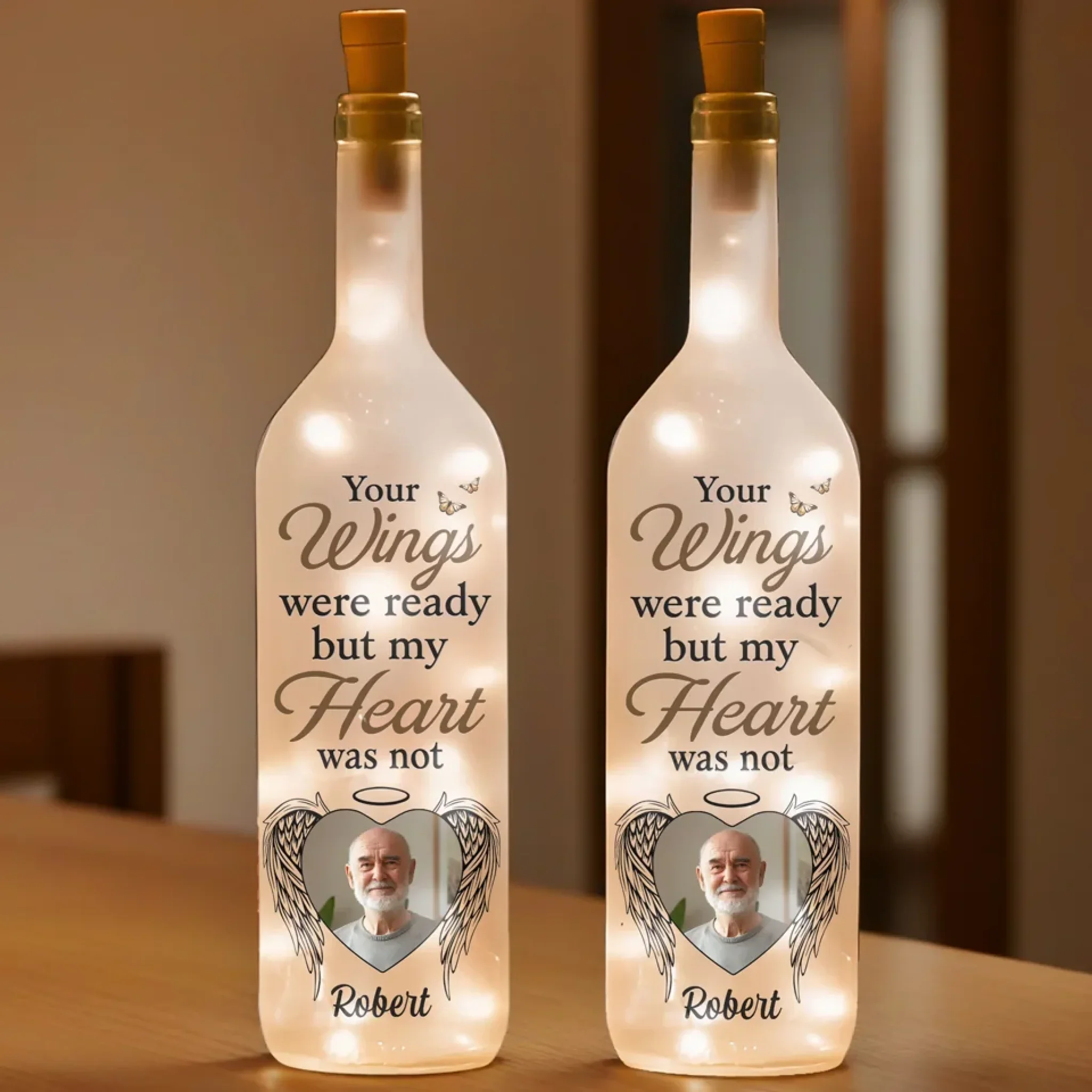 Custom Photo Together In Every Step You Take - Memorial Personalized Custom Bottle Lamp - Sympathy Gift For Family Members - Image 3