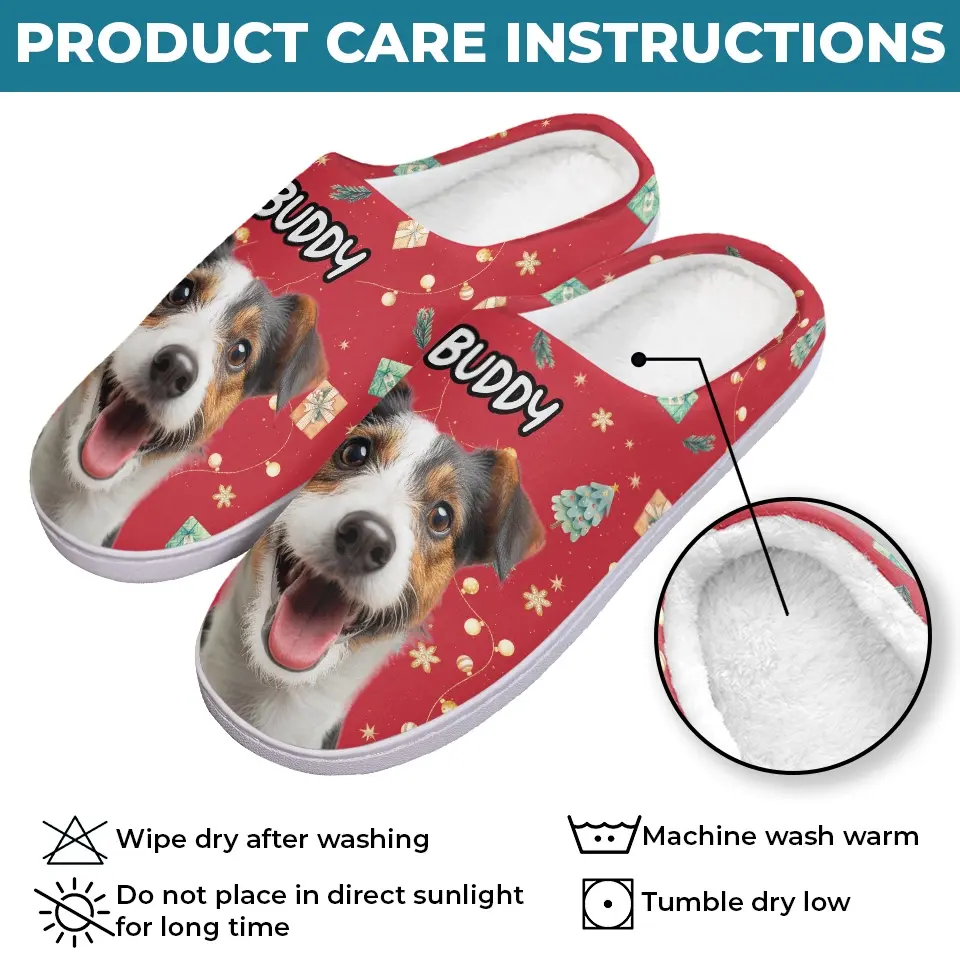 Custom Photo Unleash The Joy - Dog & Cat Personalized Custom Fluffy Slippers - Christmas Gift For Pet Owners, Pet Lovers - Image 5
