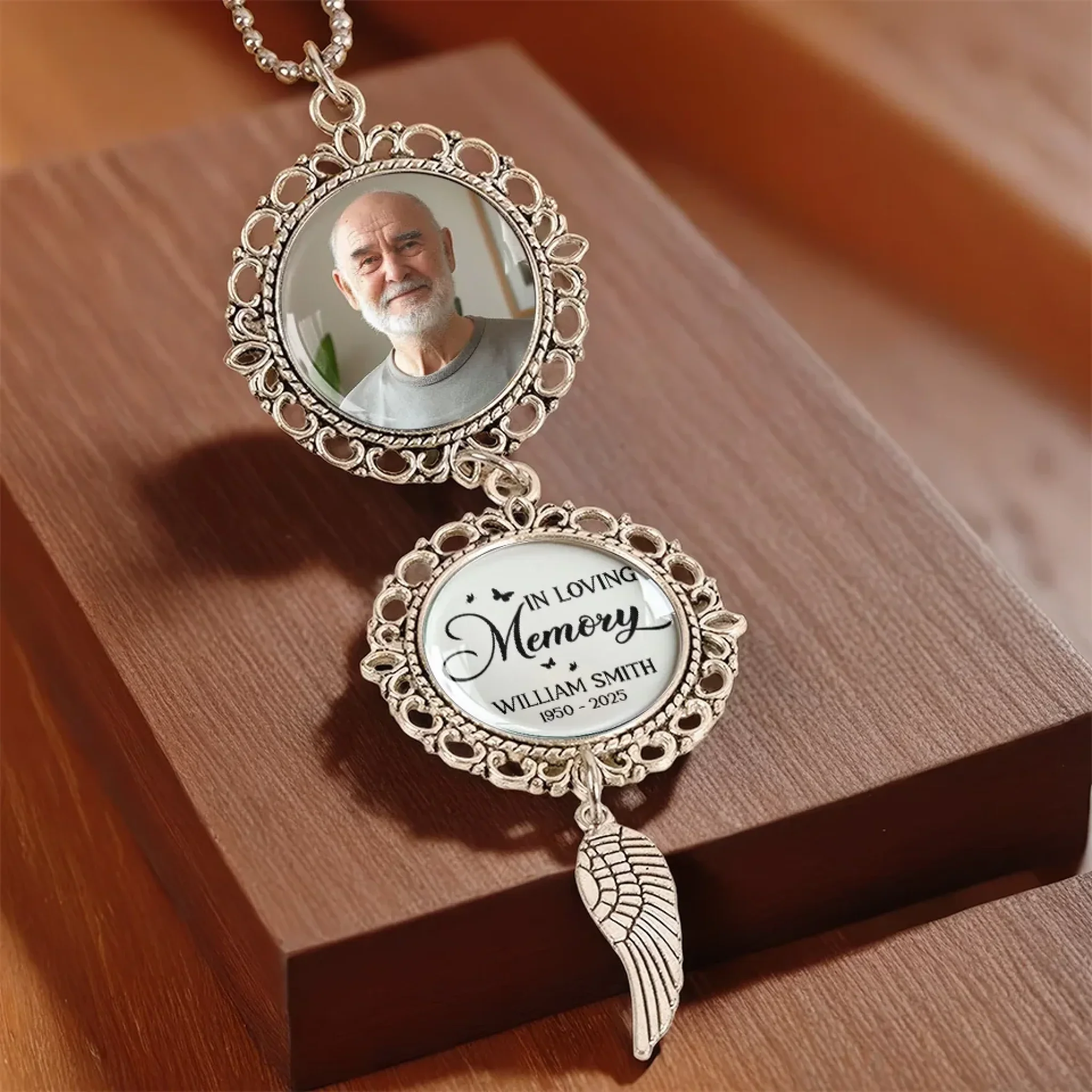 Custom Photo Until Then, I’ll Hold You In My Dreams - Memorial Personalized Custom Metal Car Hanging Ornament With Charm - Sympathy Gift For Family Members - Image 4