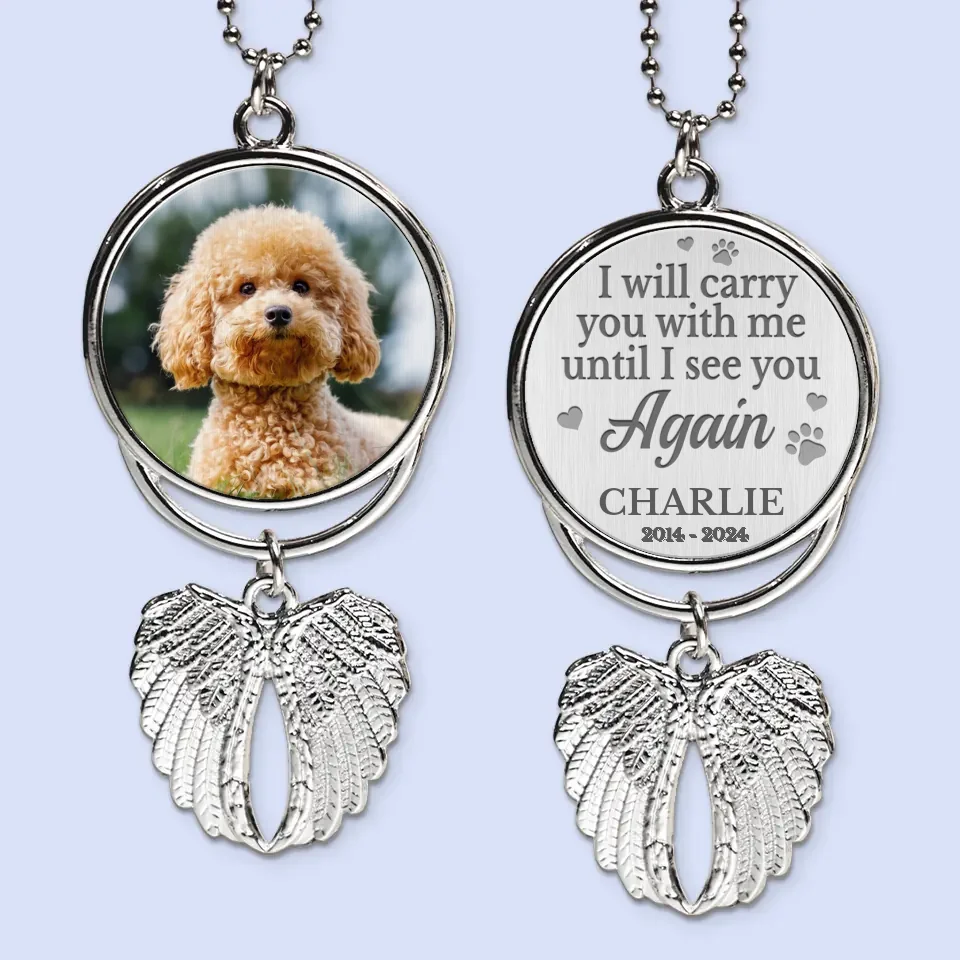 Custom Photo Untill I See You Again - Personalized Custom Memorial Charm Angel Wings - Sympathy Gift For Pet Owners, Pet Lovers - Image 2