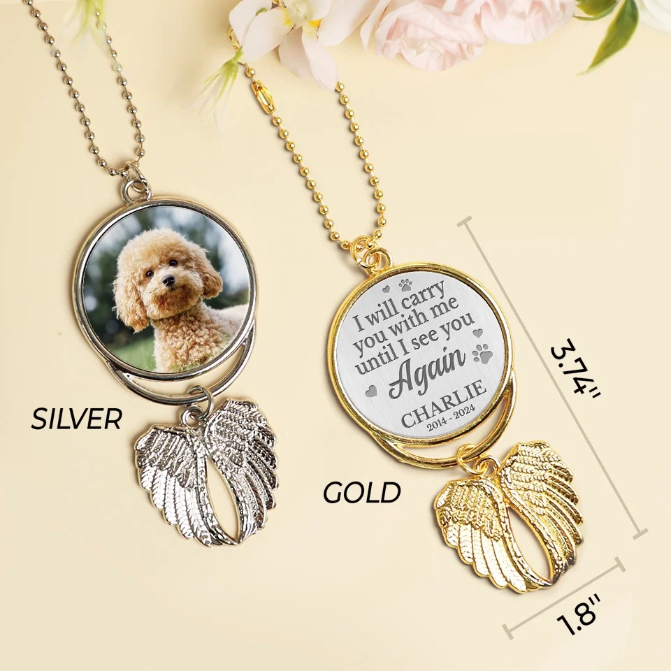 Custom Photo Untill I See You Again - Personalized Custom Memorial Charm Angel Wings - Sympathy Gift For Pet Owners, Pet Lovers - Image 5