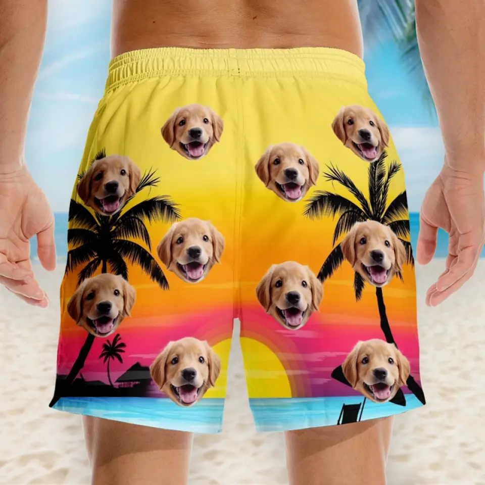Custom Photo Vacation Calories Don’t Count - Dog & Cat Personalized Custom Tropical Hawaiian Aloha Men Beach Shorts - Summer Vacation Gift, Birthday Party Gift For Pet Owners, Pet Lovers - Image 3