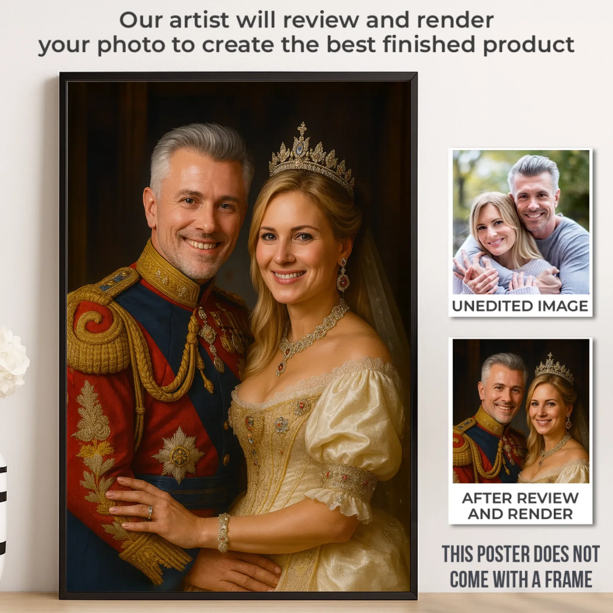 Custom Photo Vertical Poster - Personalized Anniversary Wedding Gifts For Husband And Wife, Him And Her - Together, We Wear The Crown - Image 2