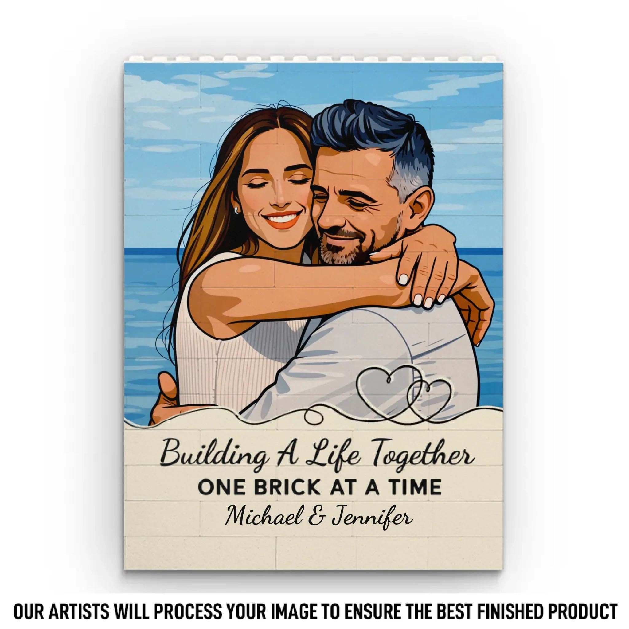 Custom Photo Vertical Rectangle Shaped Building Brick Blocks - Personalized Anniversary Wedding Gifts For Husband And Wife, Him And Her - Our Love Stays Steady - Image 2