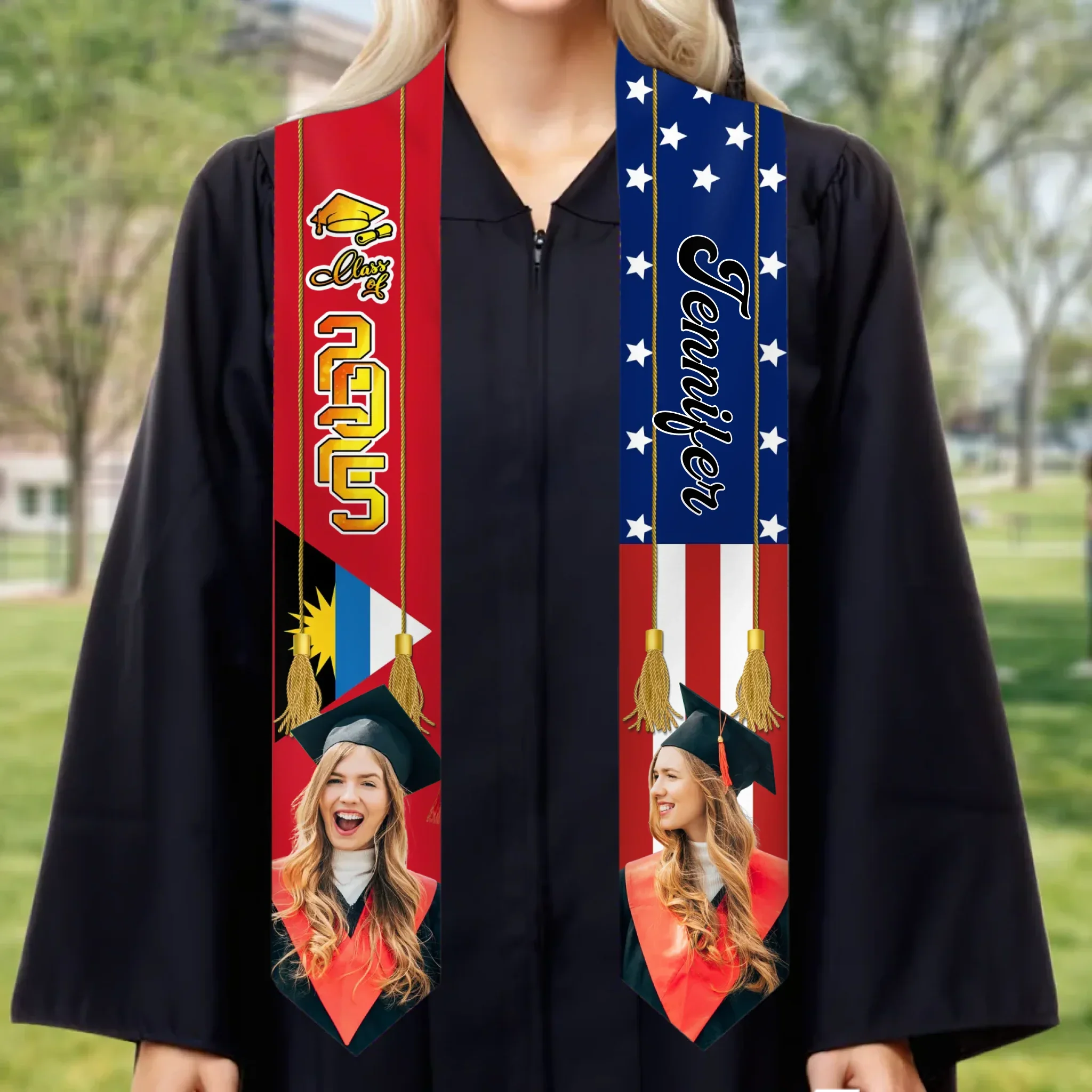 Custom Photo Watch Me Shine - Family Personalized Custom Triangle Graduation Stole - Graduation Gift For Family Members, Siblings, Brothers, Sisters - Image 2