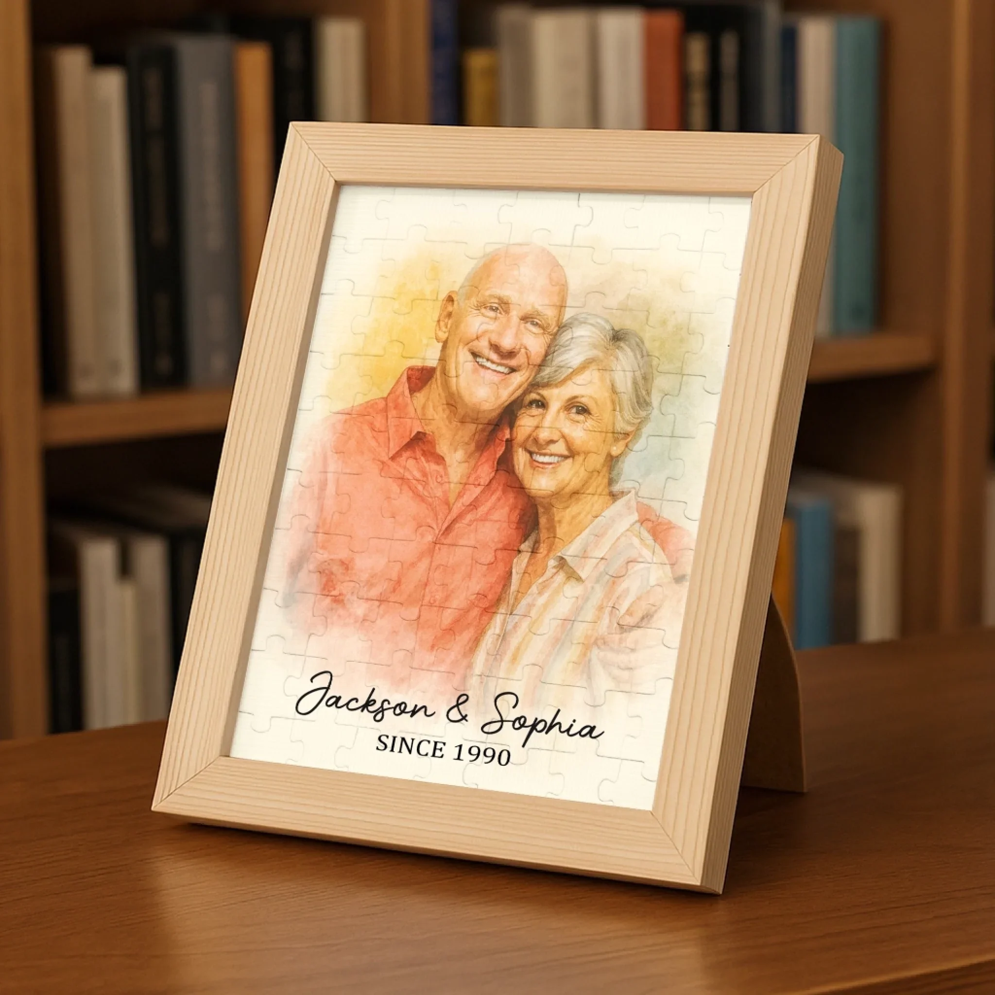 Custom Photo Watercolor Puzzle With Wooden Frame - Personalized Anniversary Wedding Gifts For Husband And Wife, Him And Her - Life’s Sweetest Puzzle,  Complete With You - Image 5