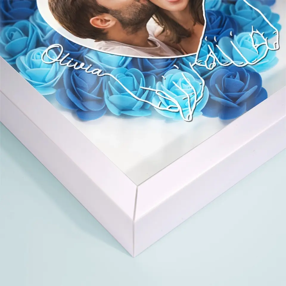 Custom Photo We Can Only Learn To Love By Loving - Couple Personalized Custom Flower Shadow Box - Gift For Husband Wife, Anniversary - Image 7