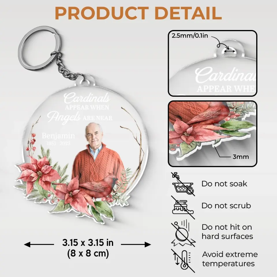 Custom Photo We Only Part To Meet Again - Memorial Personalized Custom Shaped Acrylic Keychain - Sympathy Gift For Family Members - Image 5