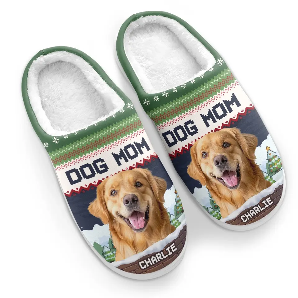 Custom Photo We Woof You A Merry Christmas - Dog & Cat Personalized Custom Fluffy Slippers - Christmas Gift For Pet Owners, Pet Lovers - Image 4