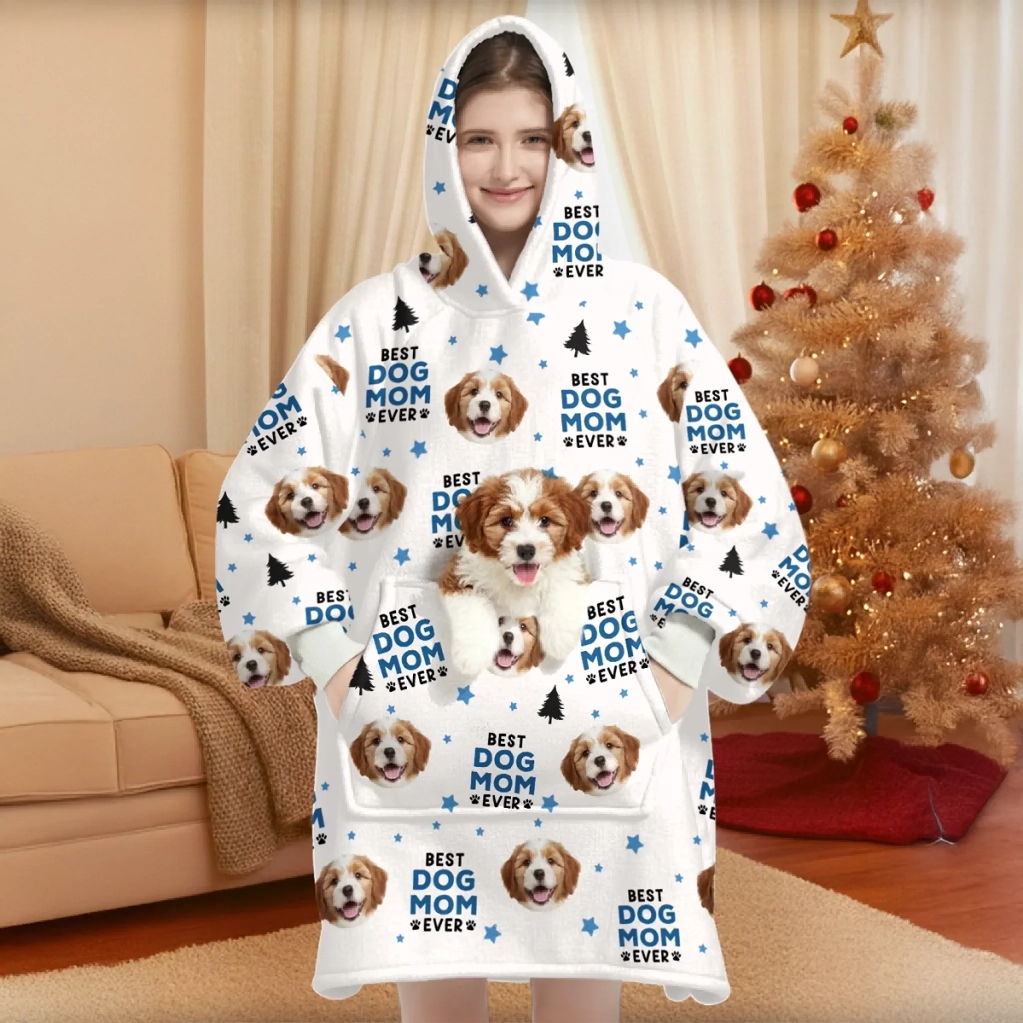 Custom Photo Wearable Blanket With Pet Pocket - Personalized Christmas Birthday Gifts For Dog Cat Lovers, Dog Dad And Mom, Cat Owners - Snuggle Season, Dog Edition - Image 2