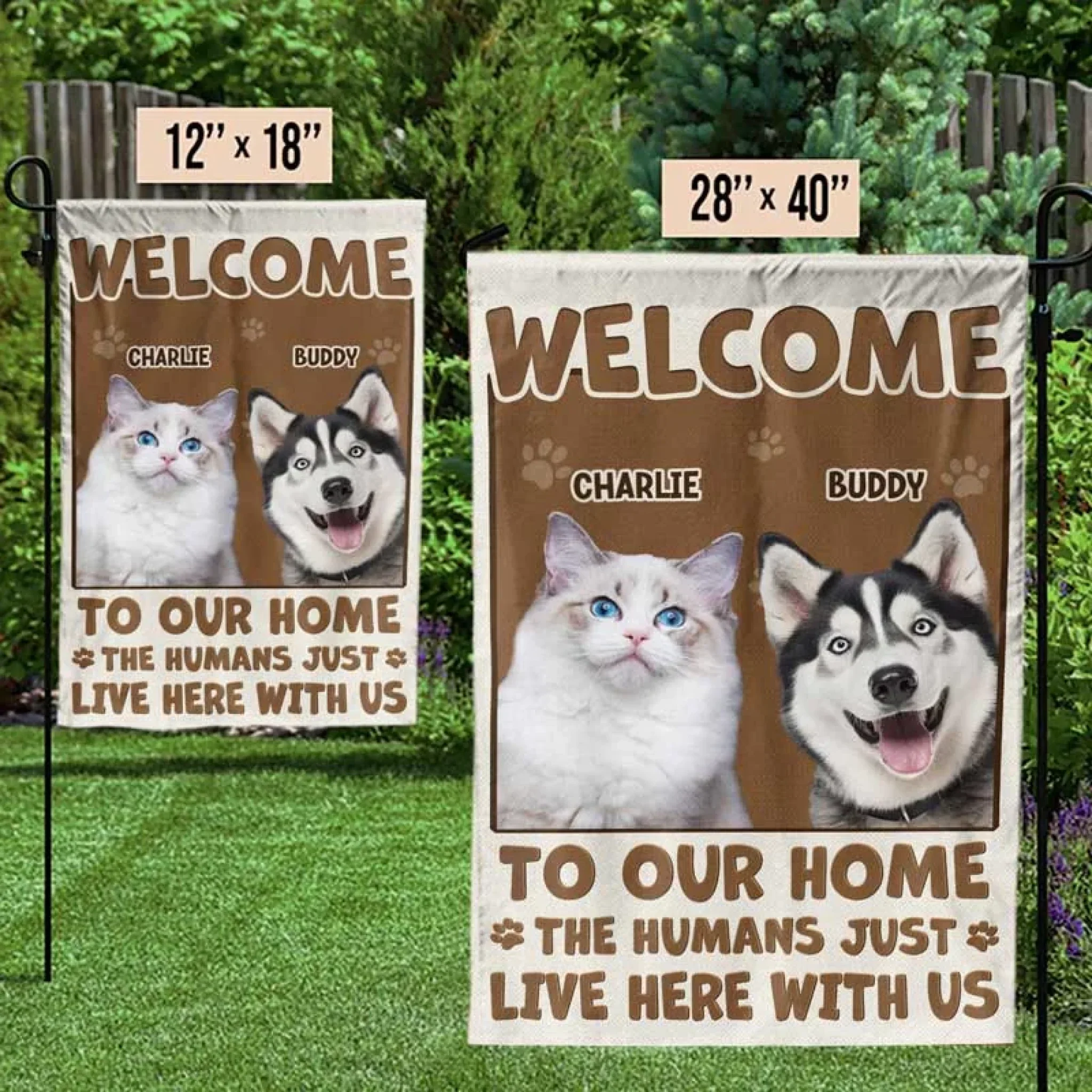 Custom Photo Welcome To My Home - Dog & Cat Personalized Custom Flag - Gift For Pet Owners, Pet Lovers - Image 3
