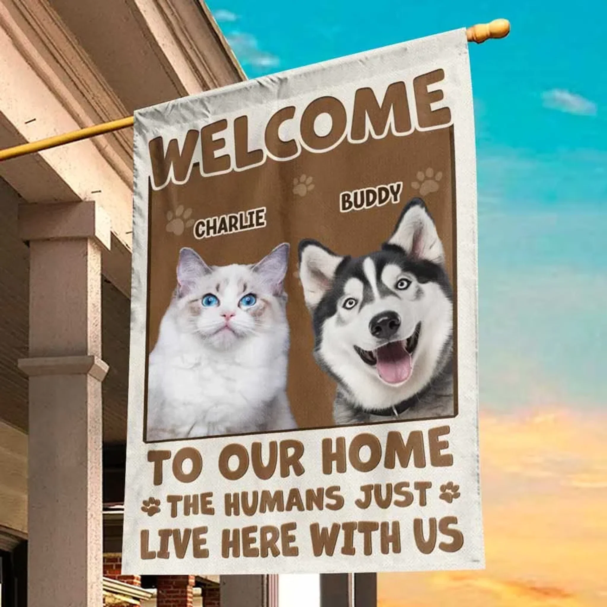 Custom Photo Welcome To My Home - Dog & Cat Personalized Custom Flag - Gift For Pet Owners, Pet Lovers - Image 5