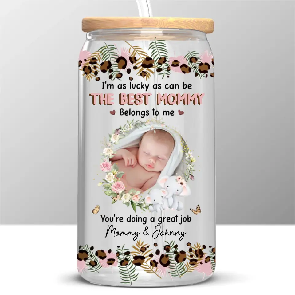 Custom Photo Welcome To The World - Family Personalized Custom Glass Cup, Iced Coffee Cup - Gift For Mom - Image 2