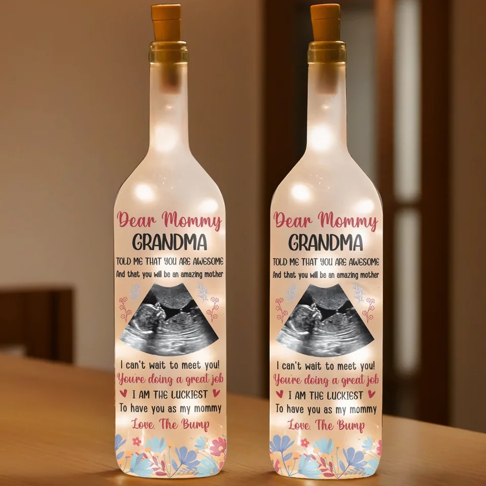 Custom Photo Welcome To The World, Little One - Family Personalized Custom Bottle Lamp - Baby Shower Gift, Gift For First Mom - Image 3