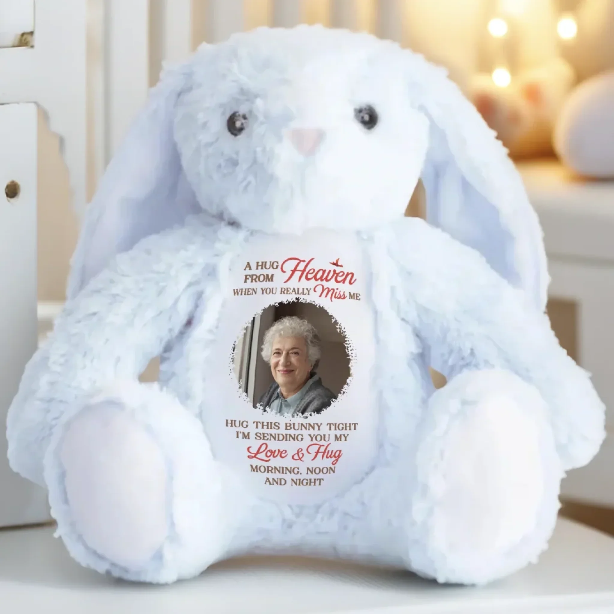 Custom Photo When You Miss Me, I’m Near - Memorial Personalized Custom Easter Bunny Plush - Sympathy Gift For Family Members - Image 6