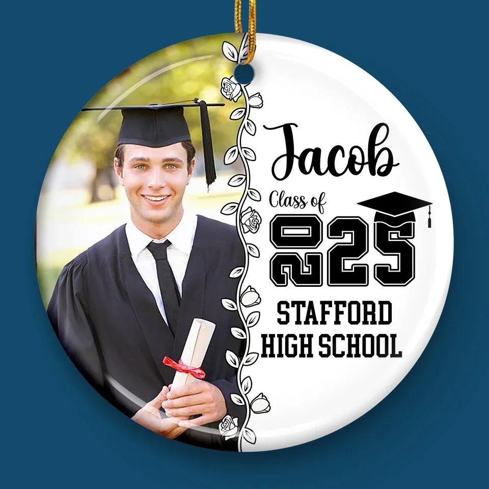 Custom Photo Wherever You Go, Go With All Your Heart - Family Personalized Custom Ornament - Ceramic Round Shaped - Christmas Gift, Graduation Gift For Family Members, Siblings, Brothers, Sisters - Image 4