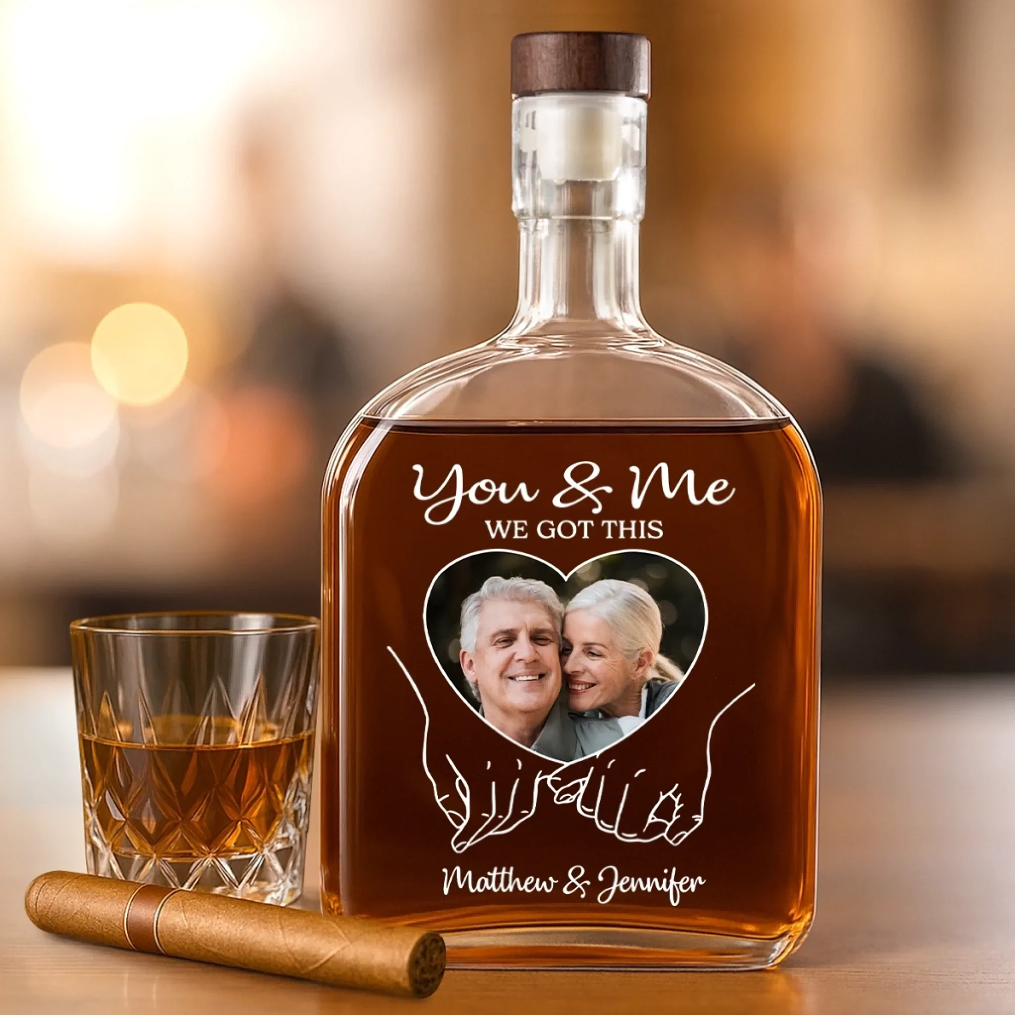 Custom Photo Whiskey Bottle - Personalized Anniversary Wedding Gifts For Husband And Wife, Him And Her - Still Stuck With You - Image 3