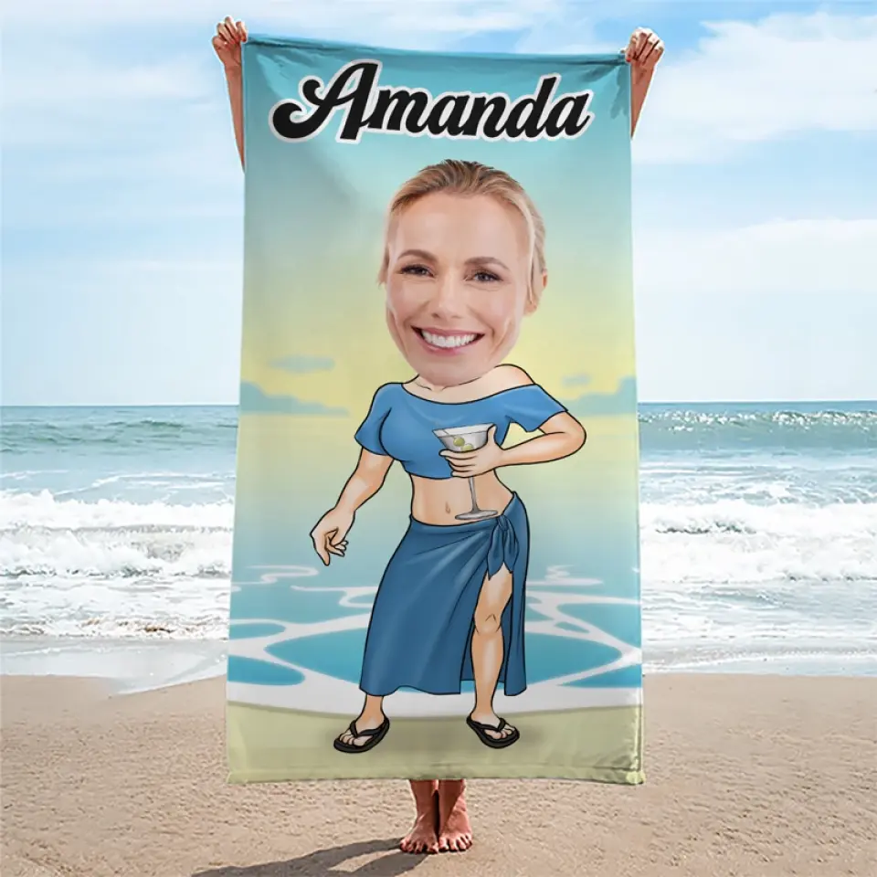 Custom Photo Wild, Barefoot, And Free - Family Personalized Custom Beach Towel - Summer Vacation Gift, Birthday Pool Party Gift For Husband Wife, Family Members - Image 4