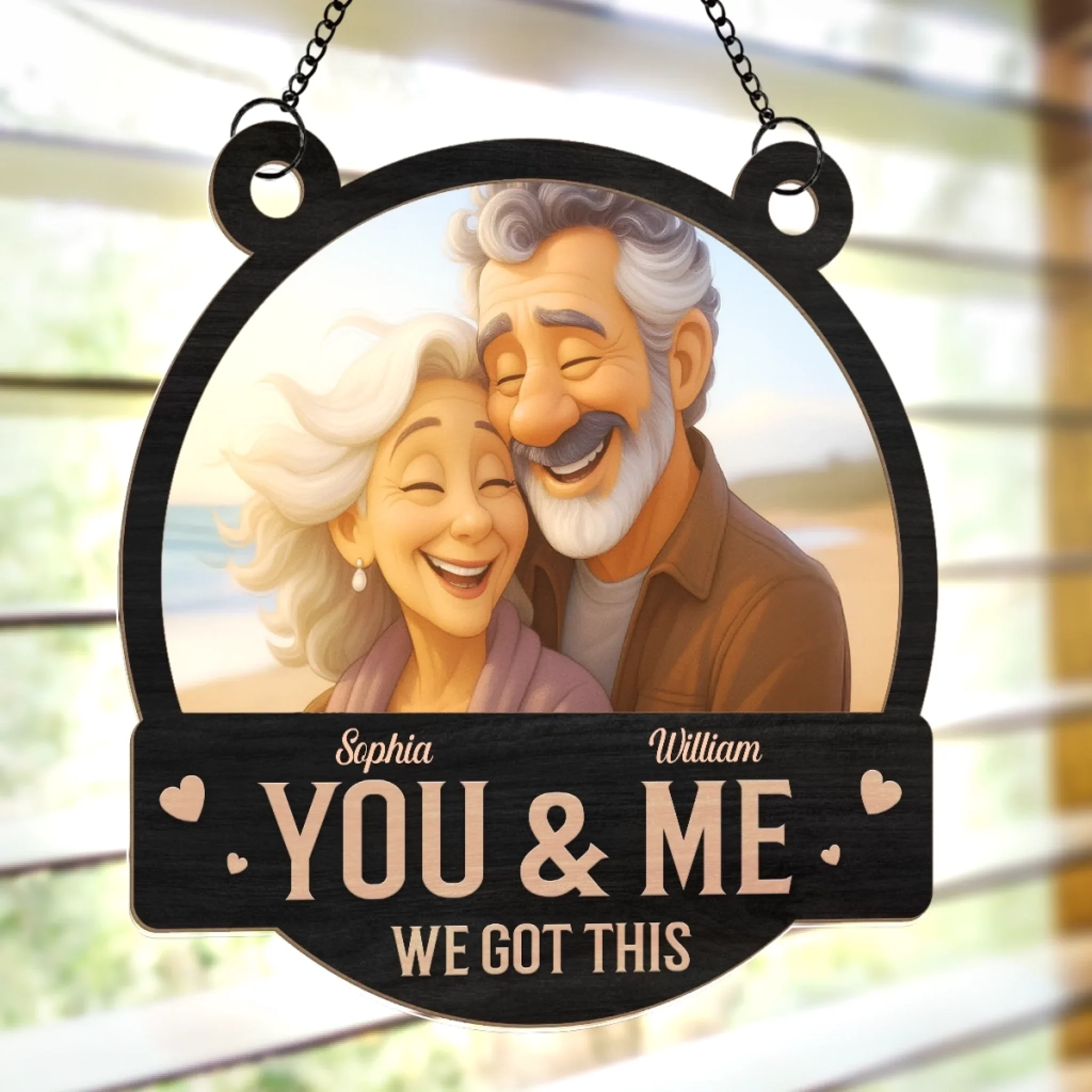 Custom Photo Window Hanging Suncatcher Ornament - Personalized Anniversary Wedding Gifts For Husband And Wife, Him And Her - Love Grows Stronger With Time - Image 4