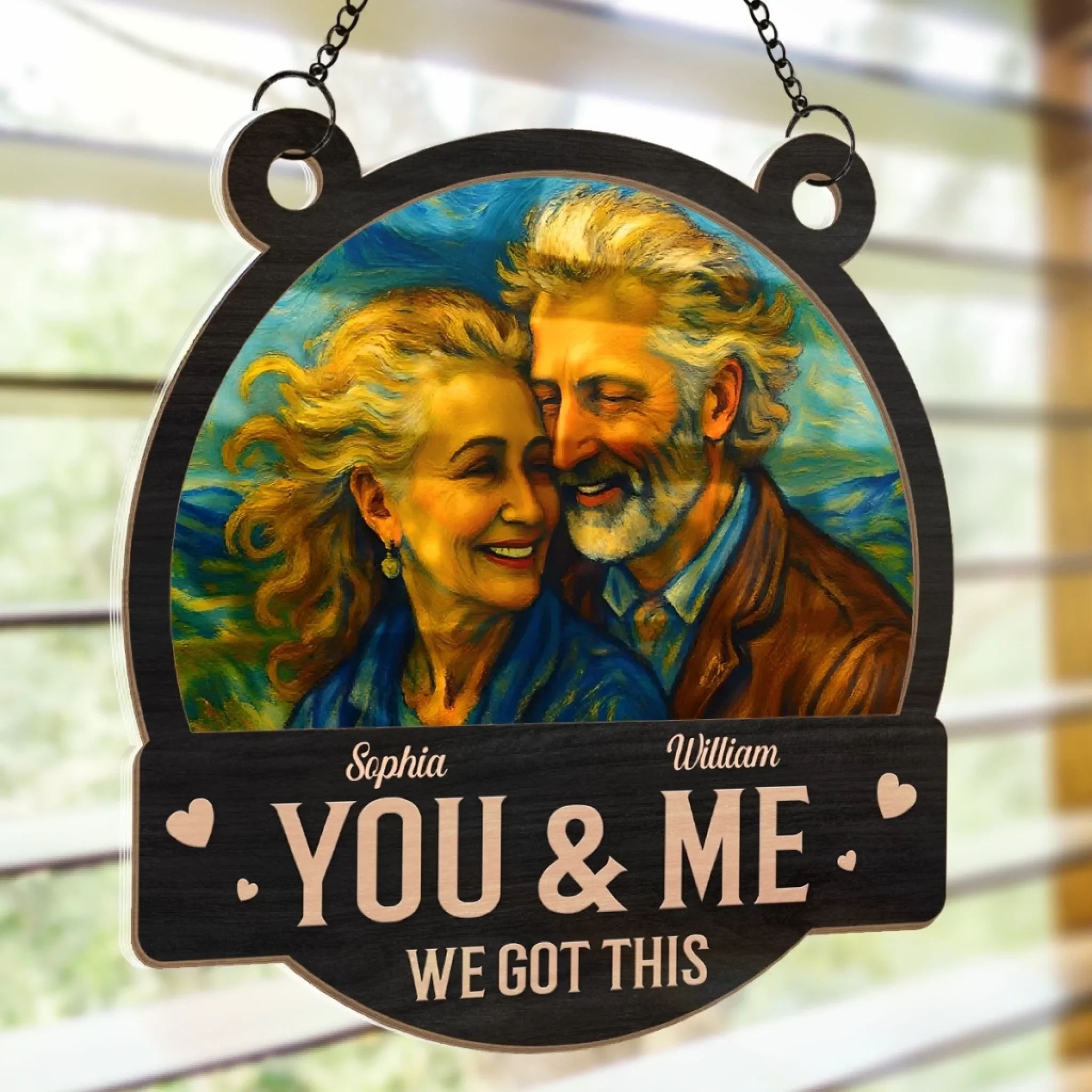 Custom Photo Window Hanging Suncatcher Ornament - Personalized Anniversary Wedding Gifts For Husband And Wife, Him And Her - Love That Lasts - Image 4