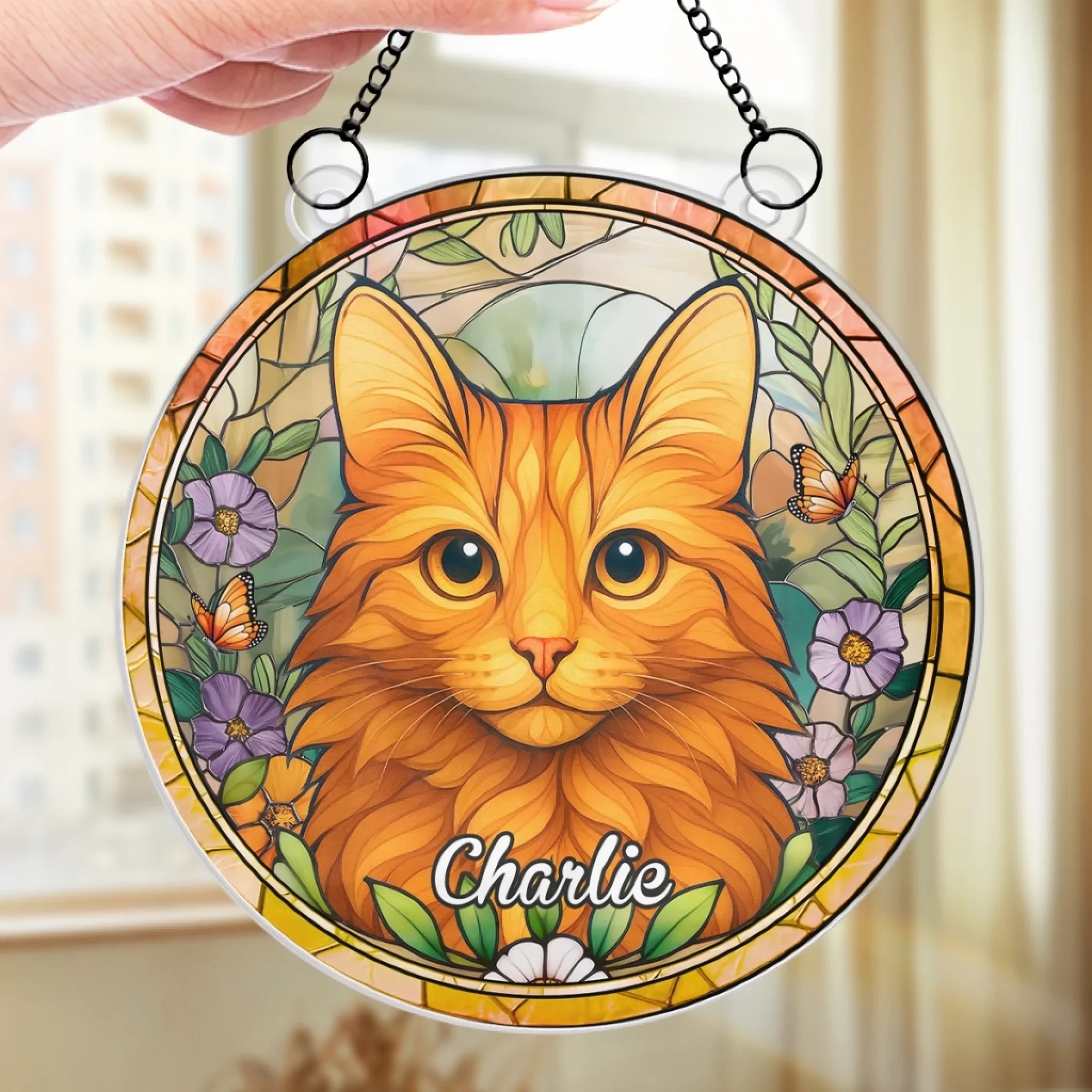 Custom Photo Window Hanging Suncatcher Ornament - Personalized Pet Memorial Sympathy Gifts For Dogs, Cats - Furry Friend, Sunny Window - Image 4