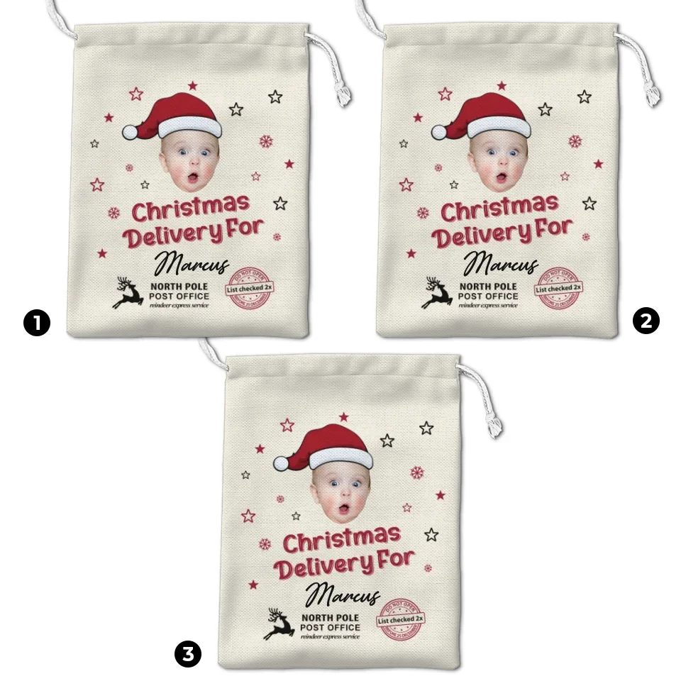 Custom Photo Wishing You A Holly, Jolly First Christmas - Family Personalized Custom Christmas Favor Bag - Christmas Gift For Baby Kids, Newborn Baby, First Christmas - Image 5