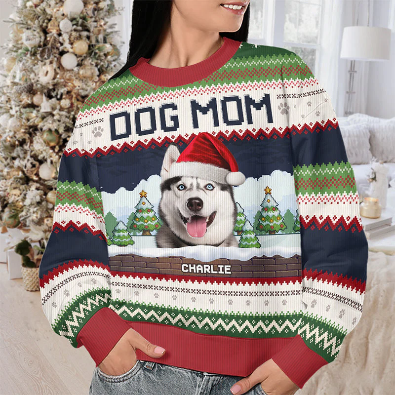 Custom Photo Wishing You Happy Howlidays - Dog Personalized Custom Ugly Sweatshirt - Unisex Wool Jumper - Christmas Gift For Pet Owners, Pet Lovers, Family Members - Image 4